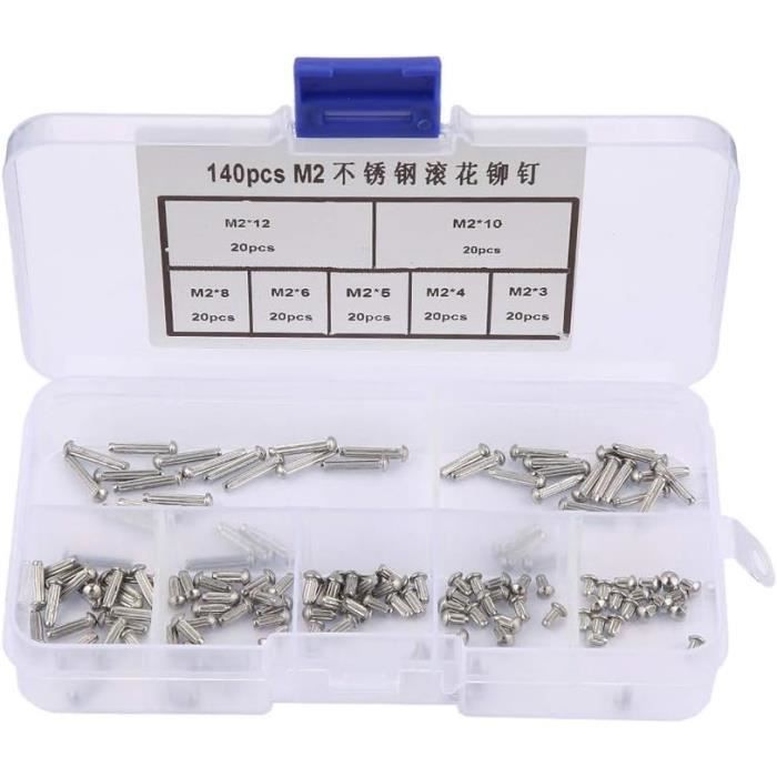 Rivet Plein Rivets Plaque Immatriculation 140Pcs M2 Rivets À Tête Ronde
