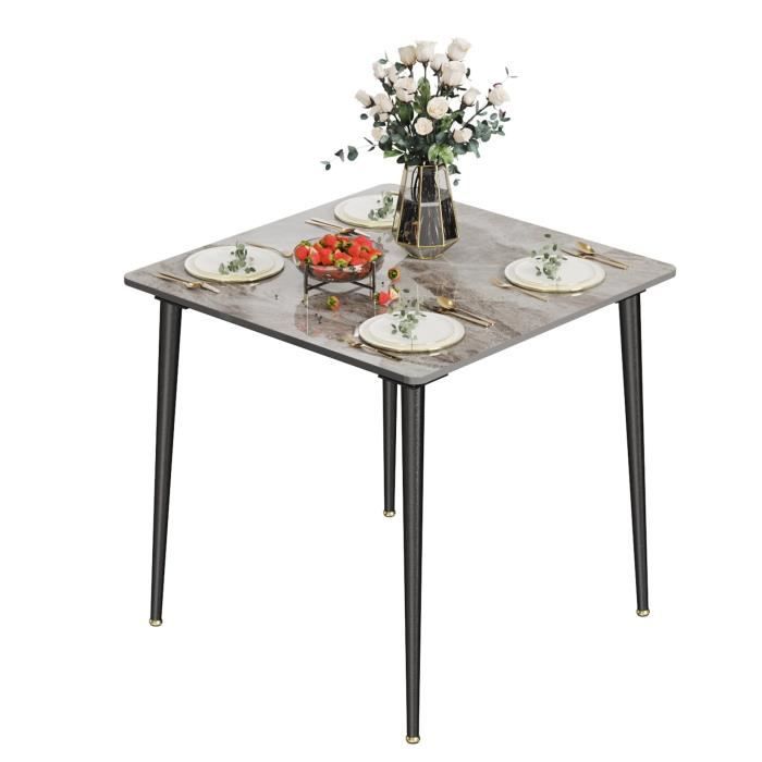 fativo table à manger marbre: grande tables de cuisine 4 personnes carrée 80x80cm meubles de salle à manger blanc design céramique