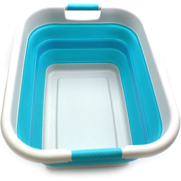 SAMMART Panier à Linge Pliable 42 Litres - Conteneur Rangement Plastique Portable - Bac Lavage