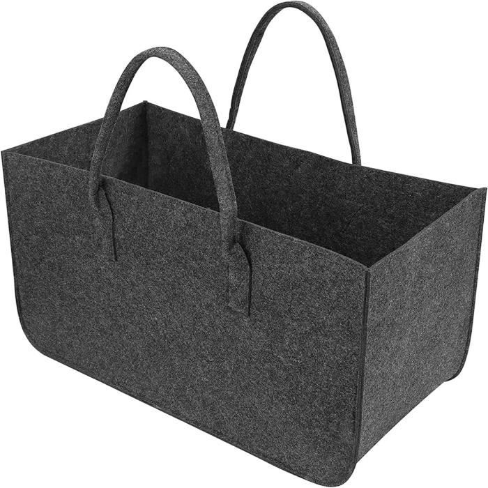 Sac en Feutre, 50x25x25cm Pliable Panier à Bûches avec Poignée, Multi-Usages Panier pour Bois de Chauffage,Gris Foncé Shopping | Leroy Merlin