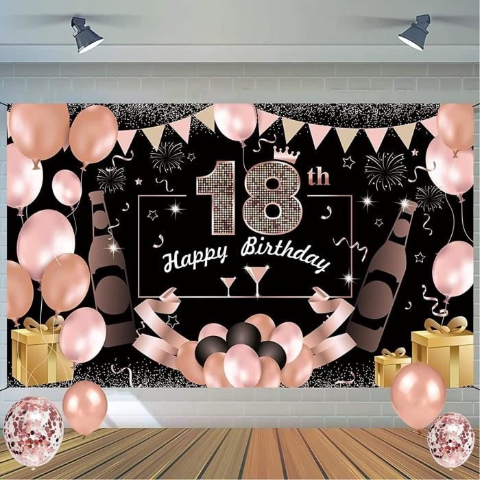 18 Ans Deco Anniversaire 18 Ans Joyeux Anniversaire Bannière Or Rose