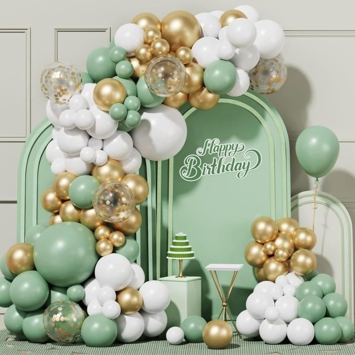 Decoration Anniversaire 50 Ans, Ballon 50 Ans Vert Et Or, Bannière