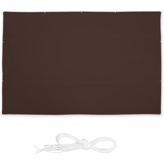 Voile D'ombrage Rectangle Beige 3,5x4,5m - Imperméable, Anti-UV 30+, Avec Tendeurs, Pour Terrasse, Balcon, Piscine, Jardin (Polyester Résistant)