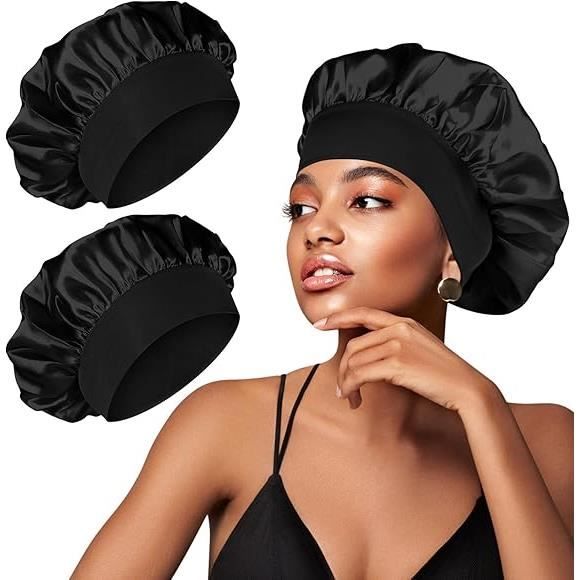 2 Bonnet Satin Cheveux Nuit Bonnet Satin en Soie Souple et Éllastiquepour Femmes