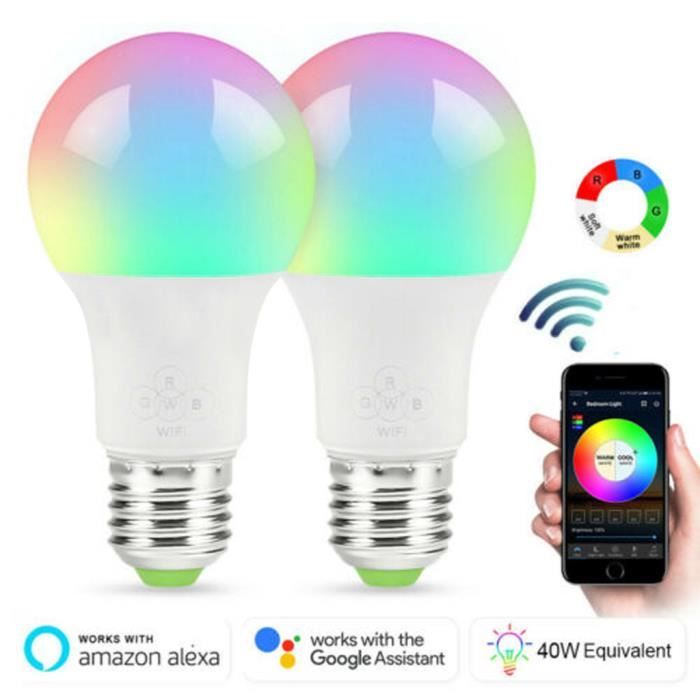 Fitop Lot 4 Ampoules Intelligentes E14 WiFi Alexa 4.9W RGB Dimmable 16 Millions Couleurs