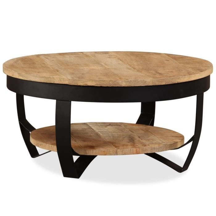 Table basse - KAI - Bois massif de manguier - 65 x 32 cm - Finition laquée - Style industriel Table basse - KAI - Bois massif de manguier - 65 x 32 cm - Finition laquée - Style industriel