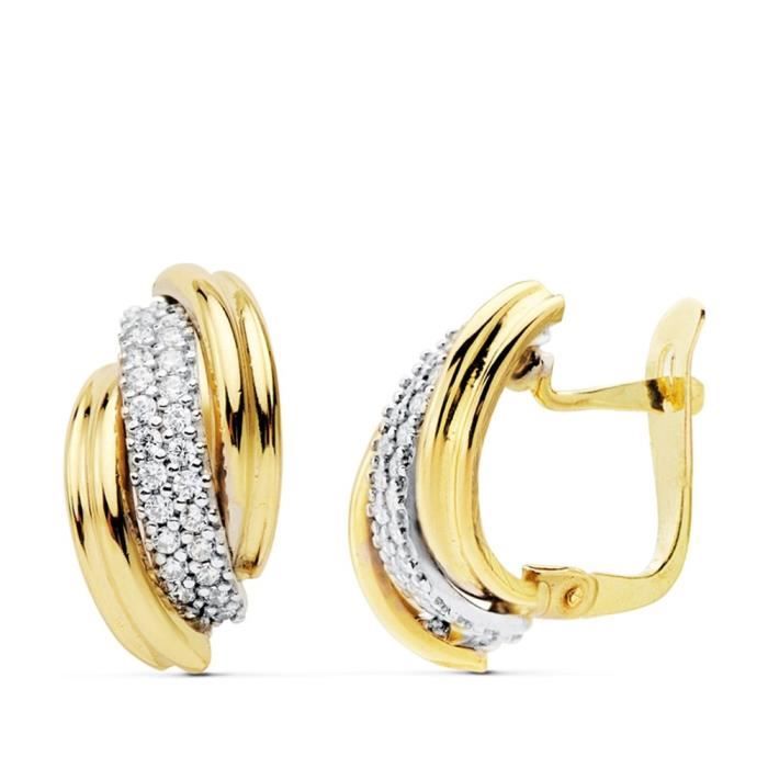 Boucles doreilles - AB4711 - Or 18 carats bicolor - Zirconites