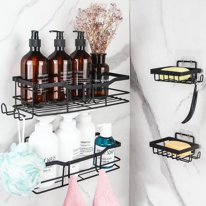 Lot De 2 Étagère Douche Sans Percage,Porte Savon Douche, Rangement Et