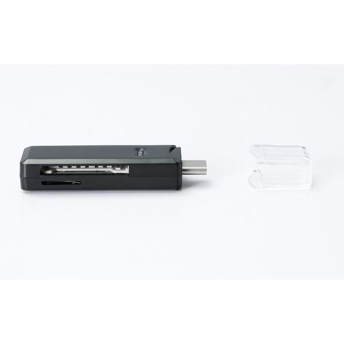 D2 - Lecteur de cartes SD/micro SD/SDHC - Port USB-C (USB 3.2 gen 1) - transferts jusquà 5 Gbps - coloris noir