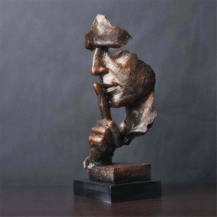 Statue De Buste Femme à L'Oiseau - Déco Intérieure Art Déco, 27 Cm, Résine Rouge