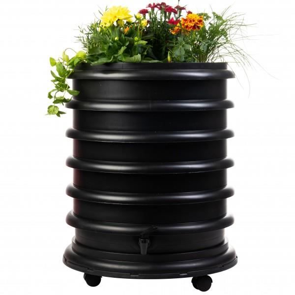 WORMbox Lombricomposteur 4 Plateaux Noir + Jardinière | 64 litres