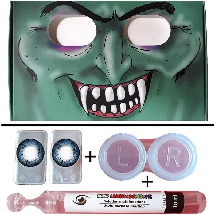 Lentilles De Contact Cosmétiques Vertes 3 Tons - Kit étui Et Solution