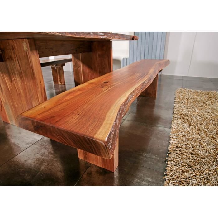 Banc 155x38cm - Bois massif dacacia laqué (Noisette) - Design Naturel - FREEFORM #106