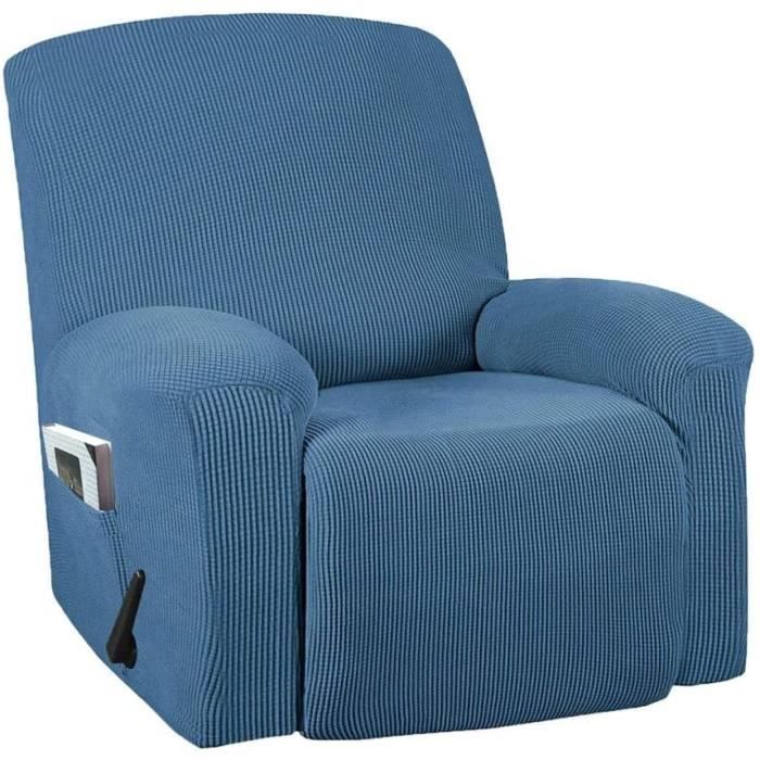 Housse De Fauteuil Relax En Velours Extensible - 4 Pièces (Siège, Accoudoirs, Dossier) - Lavable - Protection Anti-Taches
