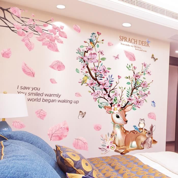 BLOUR Flamant Rose Style Nordique 3D Stickers muraux pour Salon Enfants Chambre Porche Chambre décor à la Maison Autocollants Auto-adhésif   Peinture Murale