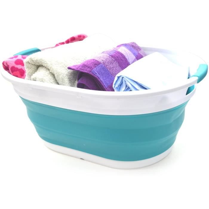 Rangement Jouets Pratique Panier à Linge Pliable Mojawo - 23L - 40x30x21cm - Noir Avec Anses Panier Linge 23l