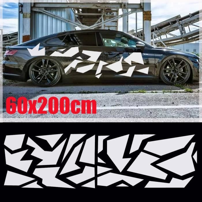 60cmx200cm Universal Autocollants de Carrosserie de Voiture Blanc -  Cdiscount Auto