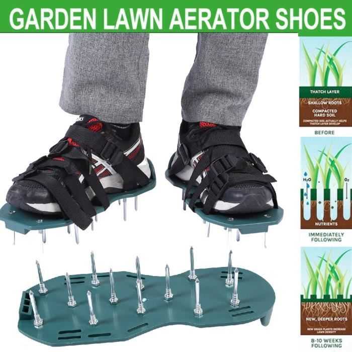 Sandales d'aérateur de pelouse de cour de sangles réglables aérant des chaussures lâches -Weiraishop®