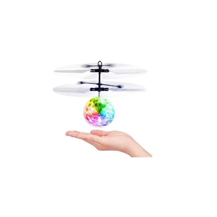 Balle Volante, Jouet Enfant Mini Avion Telecommandé avec Lumière LED  Colorée RC Helicoptere Drone Idée Cadeau Noel Anniversaire Garçon Fille 4 5  6 7 8 9 10 11 12 Ans[L]