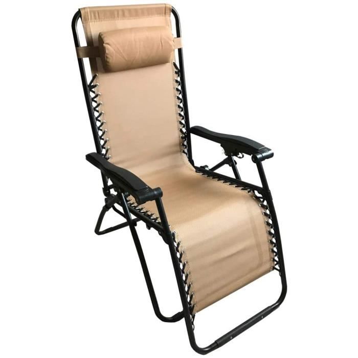 SF Savino Filipo Chaise longue pliante en métal avec textilène beige