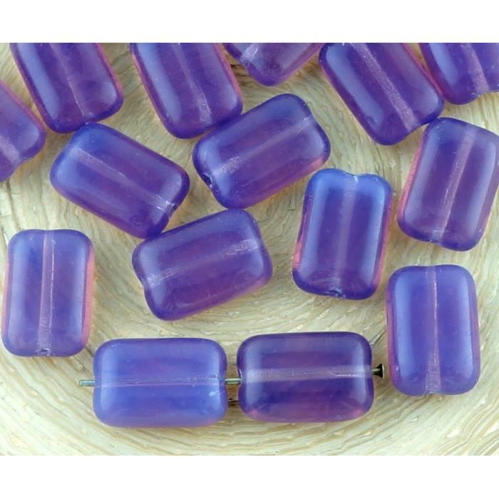 12pcs Rectangle de Verre tchèque Perles de 8mm x 12mm