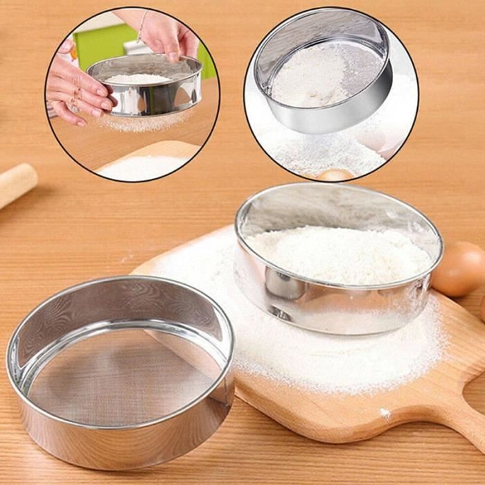 VFANDV Tamis Farine Acier Inoxydable 250g – Passoire Cuisine Double Maille, Presse-Manuelle Pour Farine, Sucre Glace Et Pâtisserie