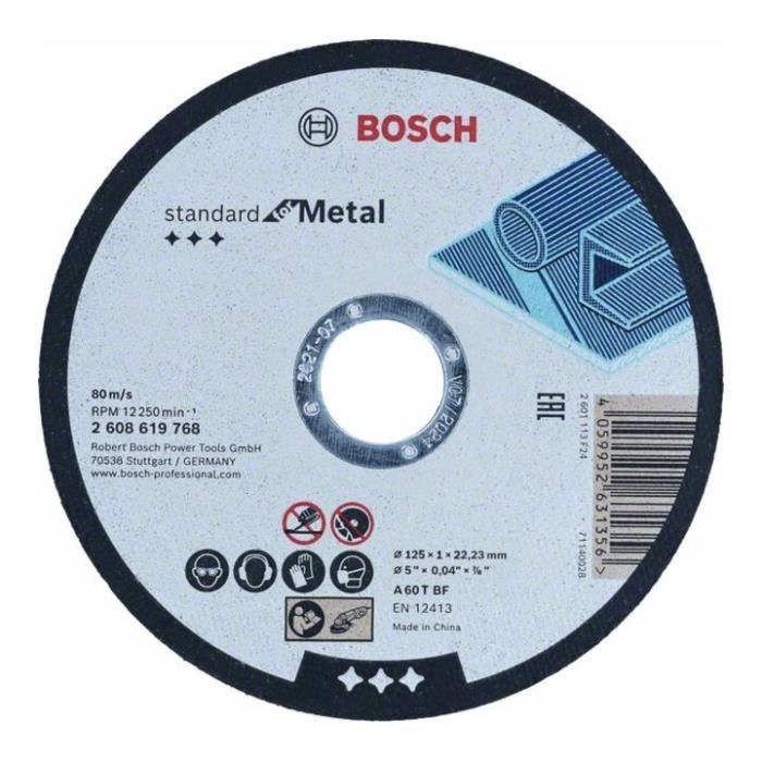 Disque à tronçonner droit Bosch Standard for Metal Straight 125 mm 22.23 mm