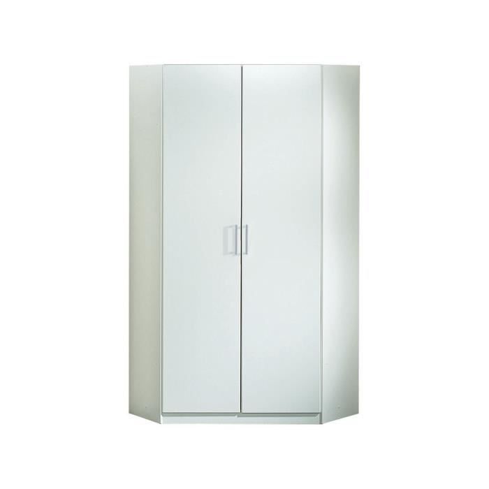 armoire d'angle 2 portes - l95 cm - 95 cm x 95 cm x 198 cm - calicosy blanc