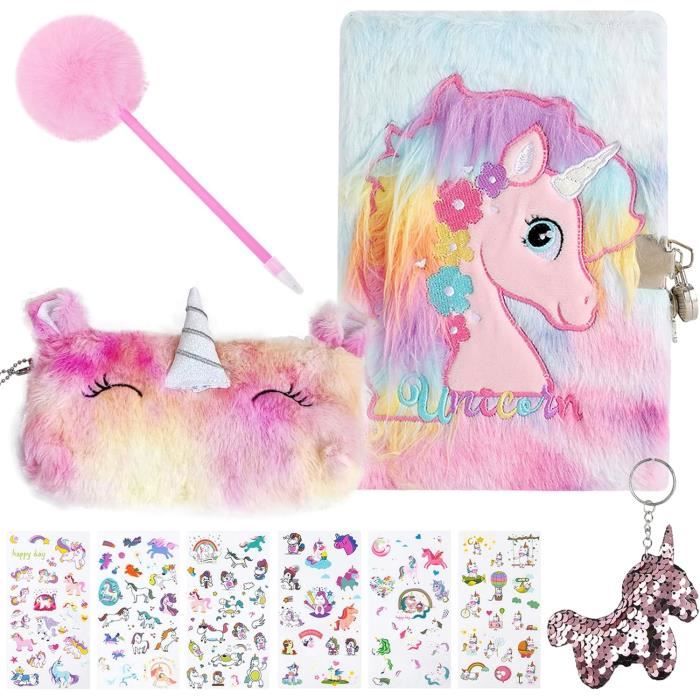 Journal Intime A5 Avec Cadenas Pour Fille - Couverture Peluche Chat - Inclut Stylo, Stickers, Trousse - Cadeau Anniversaire Noël - 9