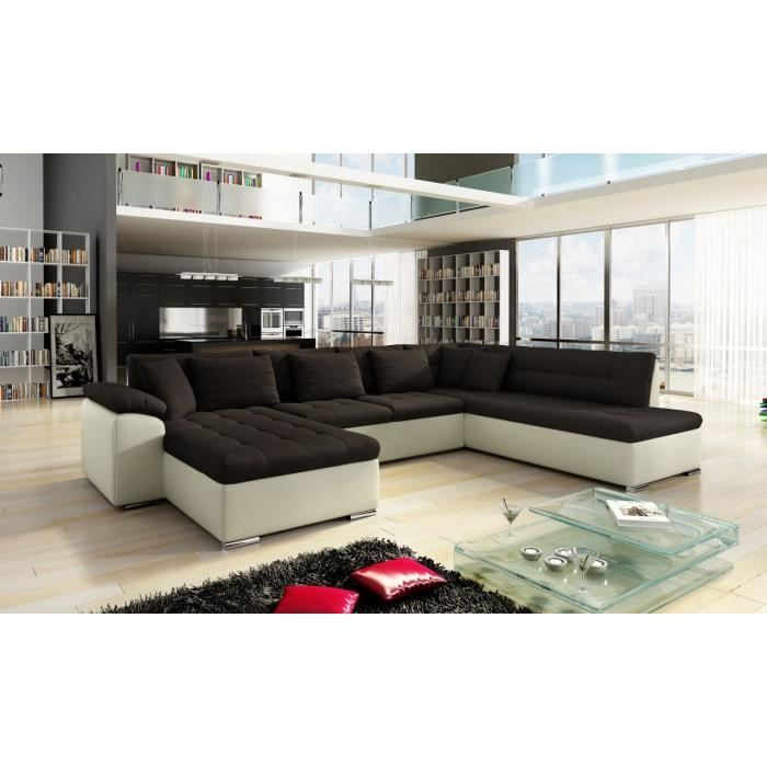 Canape D Angle Convertible En U Alta Iii Chocolat Et Ivoire Angle