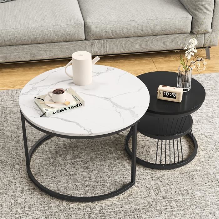Lot De 2 Tables Basses Gigognes Style Industriel - Design Moderne Et Pratique Pour Salon