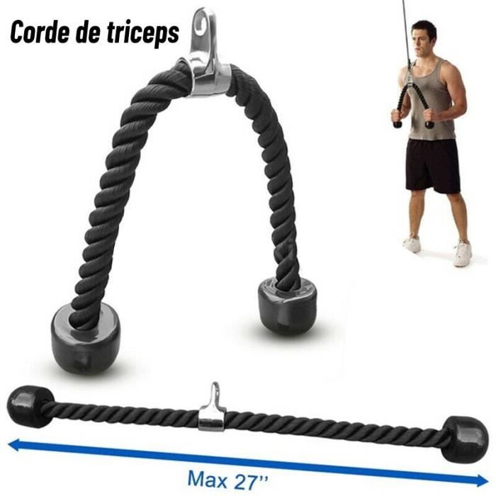Corda Per Cavo Multifunzione Palestra - Triceps Push Down E Biceps Curl, Nylon 65 Cm