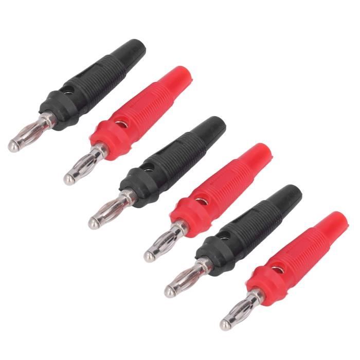 Connecteurs Prise Banane 4 Mm - Lot De 10 (5 Rouge, 5 Noir), Pour Câbles Haut-parleur, Panneau 10 Mm - 11