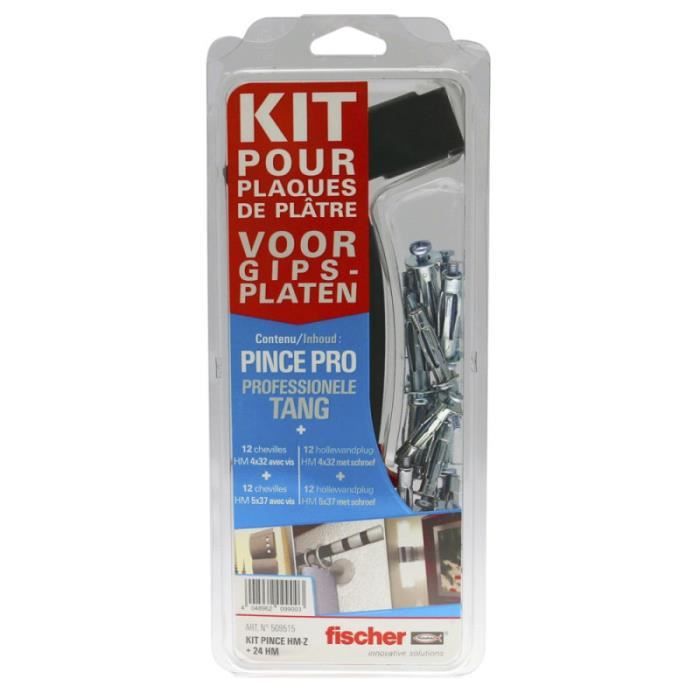 Kit pince + chevilles métalliques pour corps creux FISCHER Kit 24 chevilles HM Expansion directe Pour plaque de plâtre - vue 1