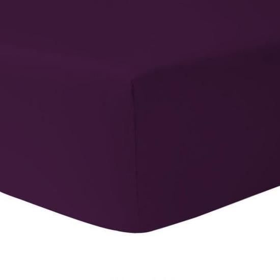 Drap Housse - HOMEROKK - PRUNE - 140x190 cm - 100% coton - Grand bonnet 25 cm Drap Housse - HOMEROKK - PRUNE - 140x190 cm - 100% coton - Grand bonnet 25 cm