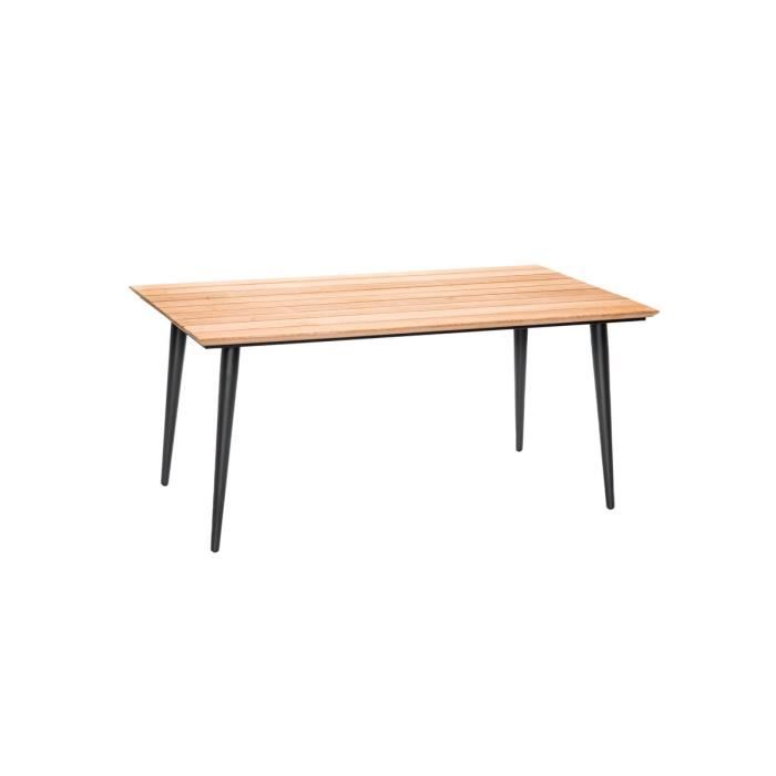table de jardin rectangulaire en bois teck comores - jardiline - 160 x 90 x 73 cm - noir - 4 places