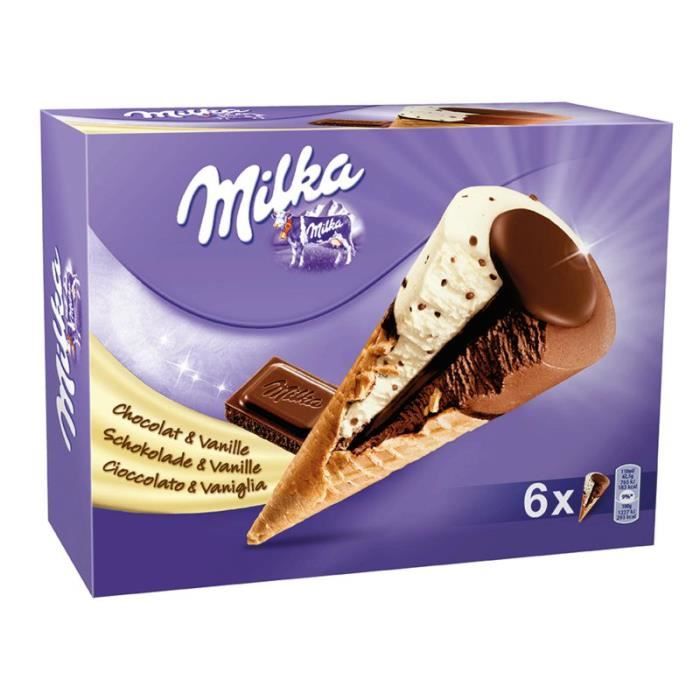 Cônes chocolat et vanille 6x67g Milka Cdiscount Au quotidien