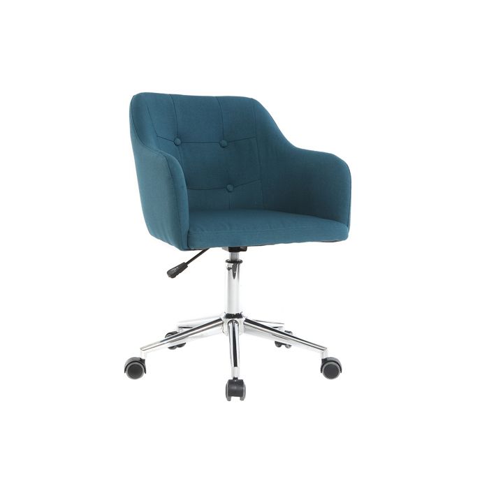 miliboo - fauteuil de bureau design en tissu bleu canard baltik