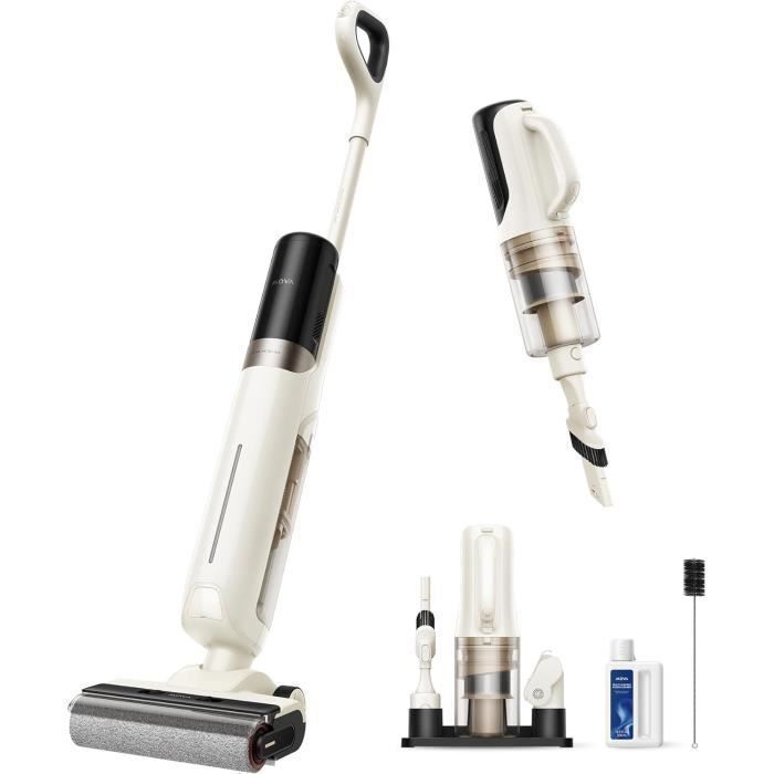 MOVA K30 Mix Aspirateur Balai laveur 18 000 Pa - Brosse Multi Fonctions Séchage Air Chaud Anti-Odeurs 180° Plat - Mova