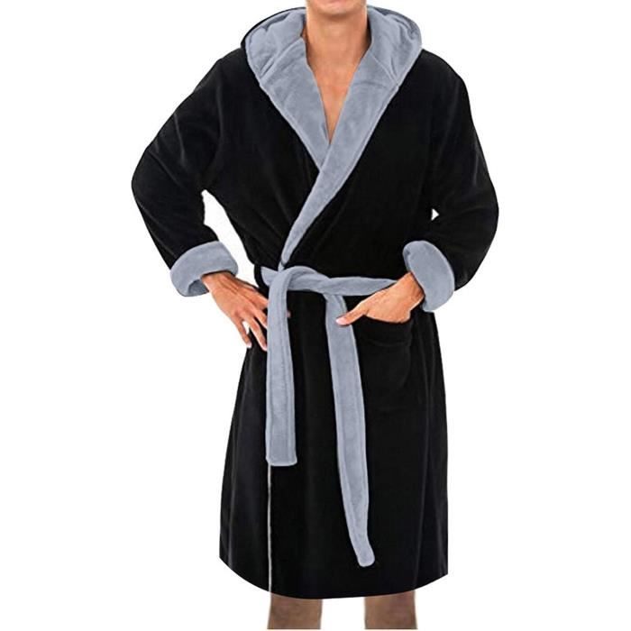 Peignoir de bain - ROBE DE CHAMBRE - Homme - Grande taille - Coton ?�ponge - Noir Noir 