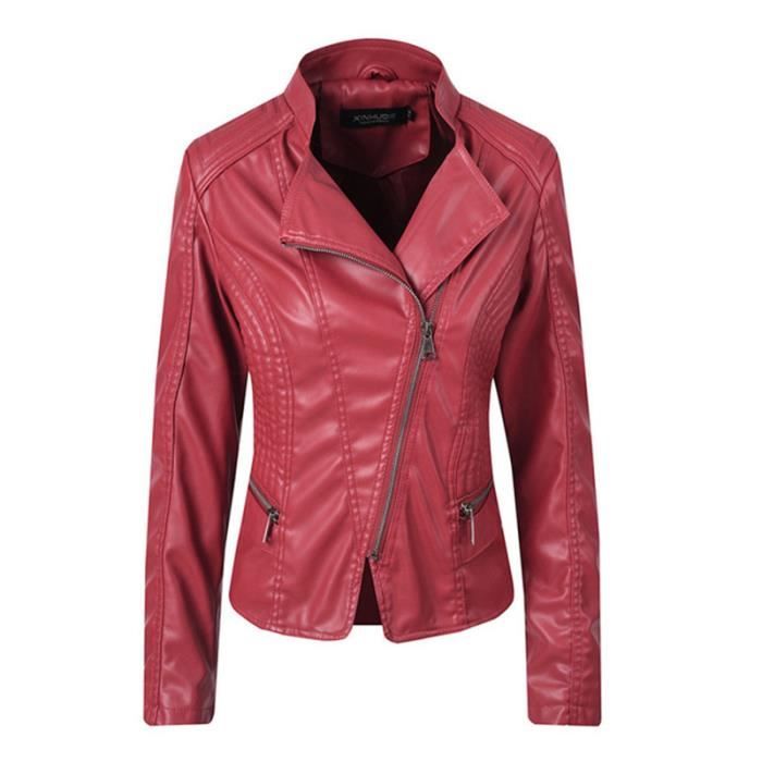 Veste biker rouge femme deals