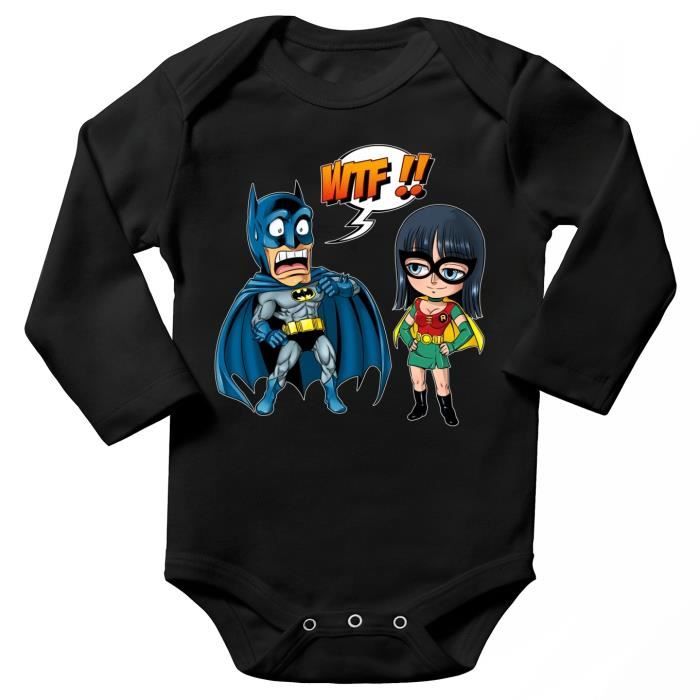 Body Bebe Manches Longues Noir Parodie One Piece Batman Batman Et Robin What The Dark Version Body Bebe De Qualite Noir Cdiscount Pret A Porter