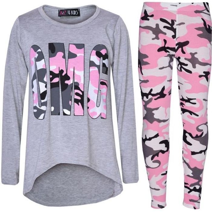Ensemble 3/4 Manches t-shirt et Legging à imprimé OMG pour filles 5-13 ans