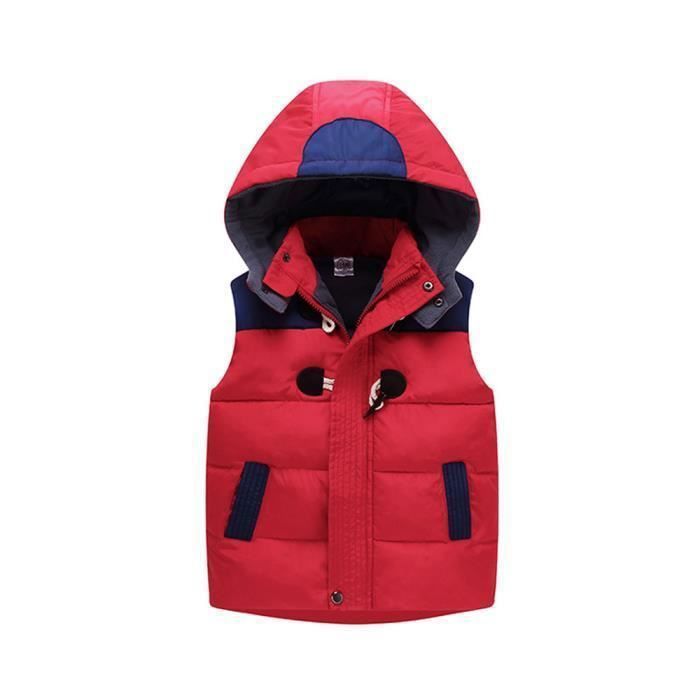 Doudoune sans Manches Enfant Garcon Double Polaire Casual Capuche