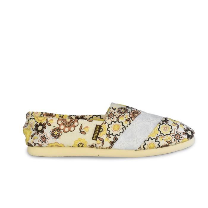 ESPARGATAS Espadrilles jaunes pour femmes avec semelles en caoutchouc antidérapantes Women