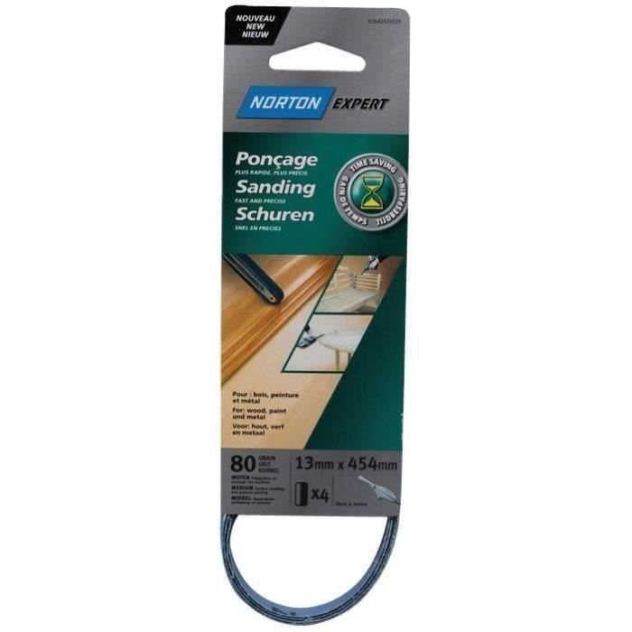 Bande pour lime électrique - lot de 4 - grain 80 - 13x454 mm