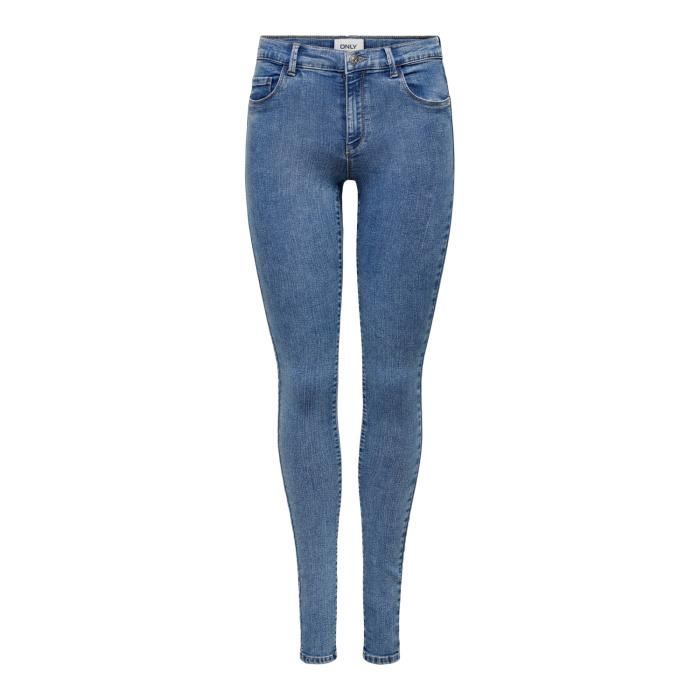 Jeans femme ONLY Onlrain Life Noos - bleu - coupe skinny - taille moyenne - confortable