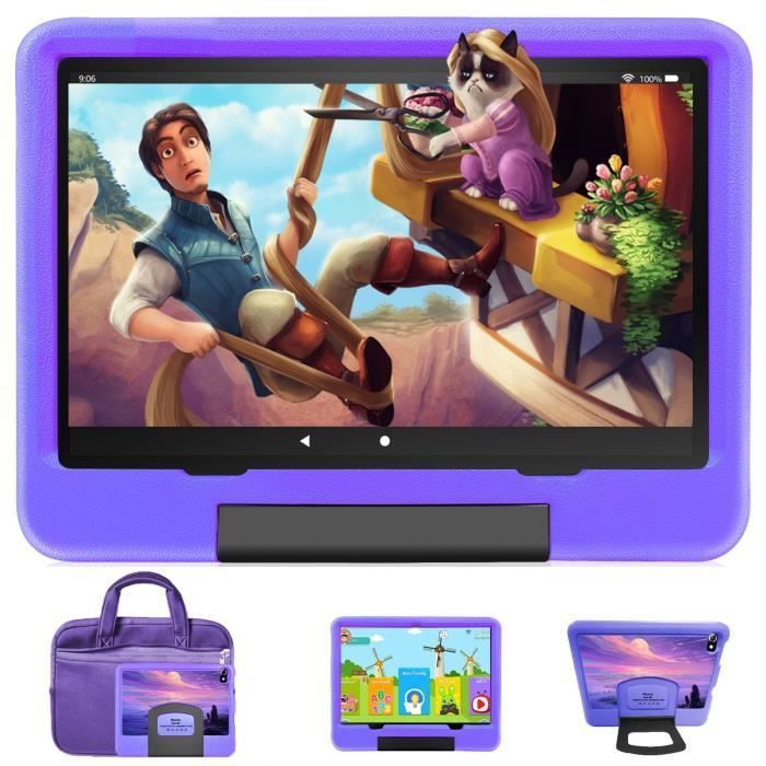 Tablette enfants 10 Pouces 6 Go RAM + 128 Go ROM Tablette Android 12  HD1920 * 1200 IPS Screen Contrôle ParentalGoogle Playstore