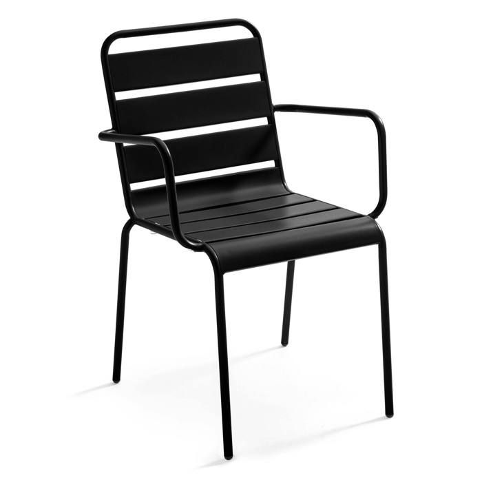Fauteuil de jardin en métal noir Palavas Oviala