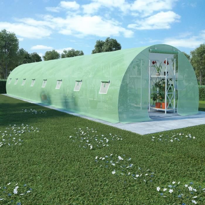 Serre de jardin | Tunnel serre de jardin SERRE DE JARDINAGE avec fondation en acier 36 m2 1200x300x200 cm